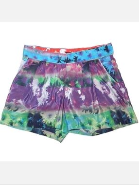 W118 By Walter Baker Jerald Daisy Stripe Shorts Silky Pleated Abstract Mini